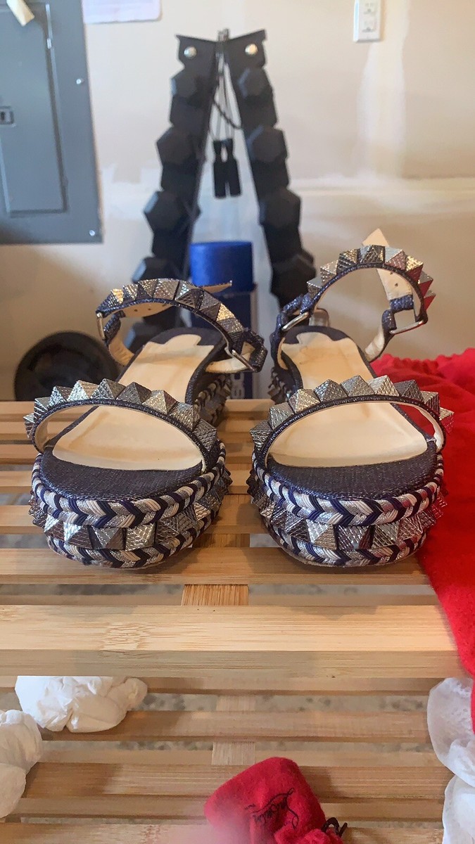 すぐ届く♪Christian Louboutin*Pyraclou 60 mm エスパドリーユ Pyraclou - 60 mm エスパドリーユ - パテントレザー - ピンク