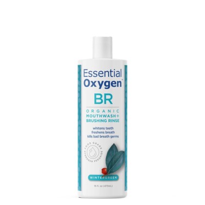 Essential Oxygen Certified BR Organic Brushing Rinse, All Natural Mouthwash 16oz