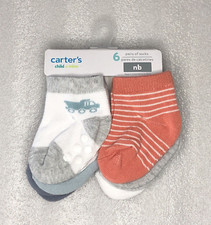 Carter's Child of Mine Baby Boy Construction Crew Socks, 6-Pack Size Newborn NEW
