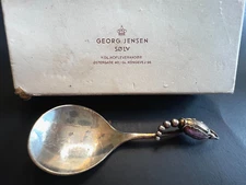 F02 Georg Jensen Blossom Sterling Silver 4 Inch Sugar Spoon No 84