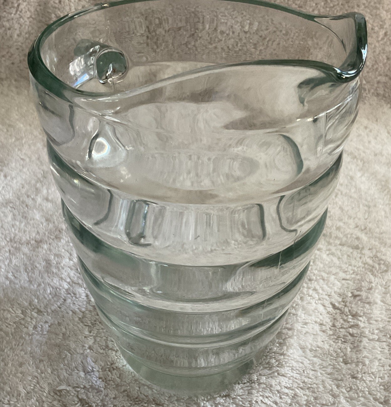 Vintage Glass Beehive Ribbed Beverage Pitcher MCM Mid Century Modern