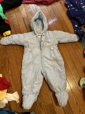 Vintage 90s Windy Trial Blue Snow Suit Bib Baby Toddler Size