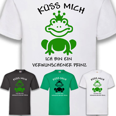 Küss mich Verwunschener Prinz Frosch T-Shirt Funshirt Spaß Geschenk lustig S-5XL