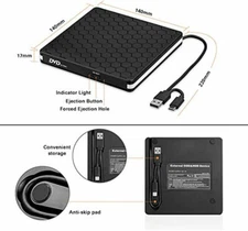 External DVD Drive, Amicool USB 3.0 Type-C USB Type A - External ODD&HDD Device