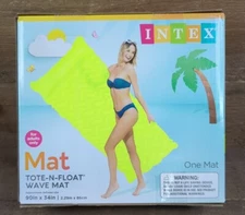 Intex Tote-N-Float Wave Inflatable Adult Air Mat, 90" X 34", 1-Piece Neon Yellow