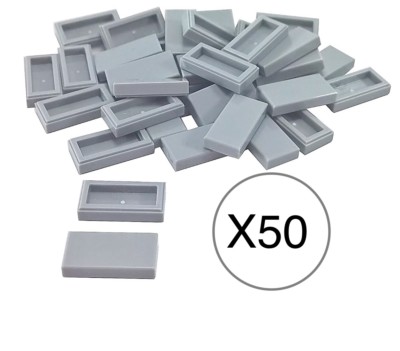 Lego 50 Light Bluish Gray Tile 1x2 Smooth Finishing Surface Bulk Building Parts
