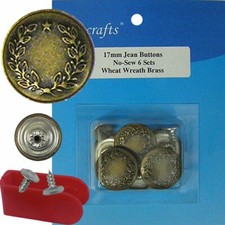 17 mm No-Sew Brass Replacement Jean Tack Buttons BCA26 6  6 CT. w/Tool