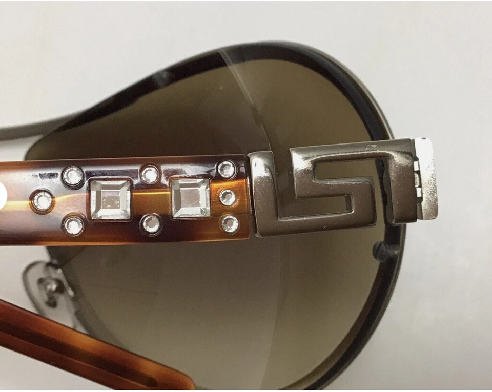 VERSACE Ladies SHIELD Greek Key / Crystals GOLD METAL SUNGLASSES — 第 3/4 张图片