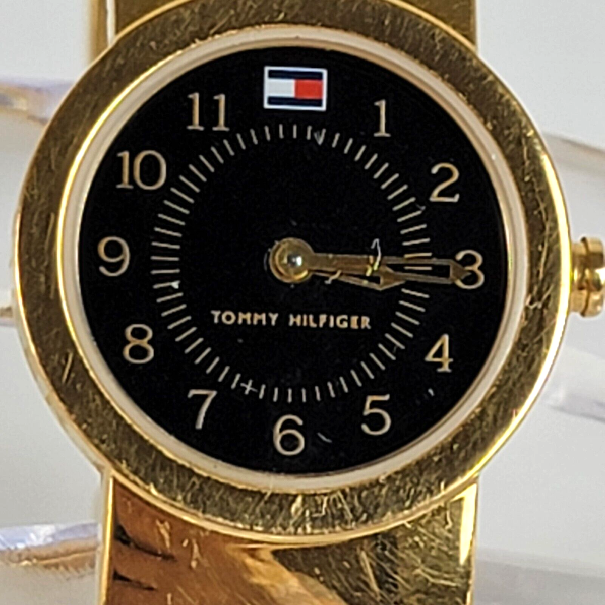 Tommy Hilfiger Watch Gold Tone Black Dial Round F80120 23mm 