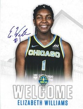 ELIZABETH WILLIAMS Signed 8.5 x 11 Photo WNBA Basketball CHICAGO SKY Duke