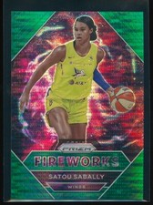 Satou Sabally 2021 Panini Prizm WNBA Fireworks Green Pulsar Prizm #7 /25