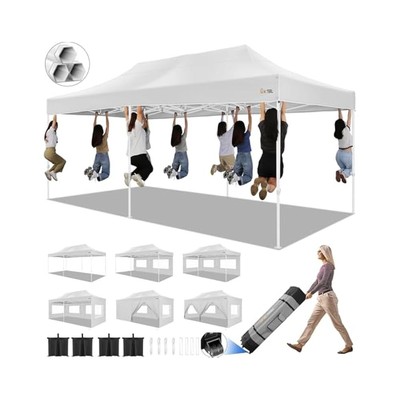 10x20 Outdoor Canopy, Enhanced Hexagonal Frame for Strength & Stability