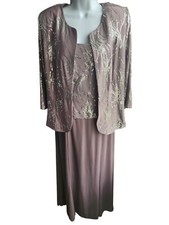 Alex Evenings Sequin Midi Dress Jacket Pewter Frost Size 16