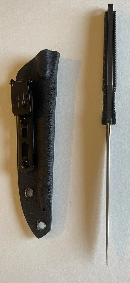 Cuchillo de hoja fija Daga de doble filo Stiletto Kydex funda hoja lavada a la piedra Foto 4 de 4