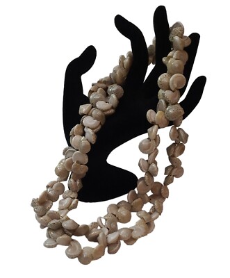 Vintage Estate Sale Snail Shell 40'' Necklace Lei Beige Sand Tones Hawaii Luau 