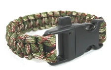 550 Paracord Camo Survival Bracelet Whistle Tactical Wrist Band Hiking Camping 