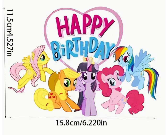 Decoração de bolo de aniversário MY LITTLE PONY e 12x palitos de cupcake suprimentos para festa infantil - Imagem 2 de 2