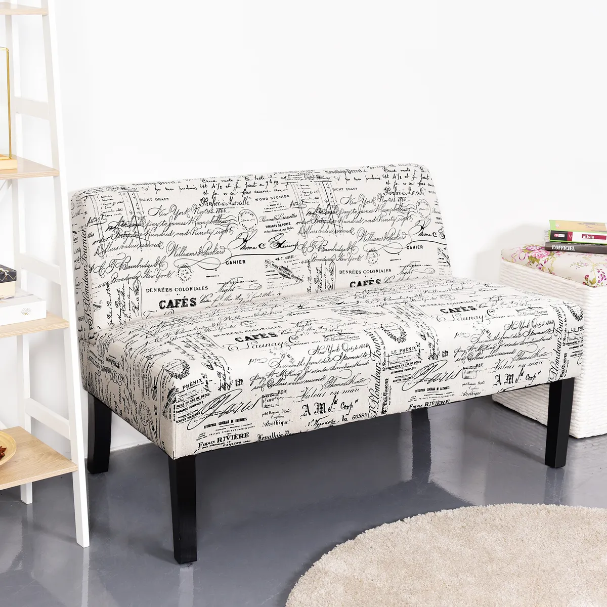 Albany Rædsel Amerika Armless Loveseat Sofa Fabric Settee Bench Bed Chair Wooden Leg Living Room  New | eBay