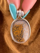 Rustic Vintage 925 Sterling Silver Bezel Set Oval Hematite Pendant