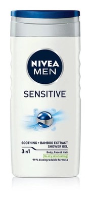 New Nivea Men Sensitive 3-in-1 Shower Gel Bamboo Extract 8.45oz (400ml)