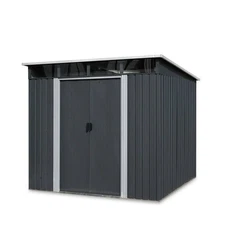 Compact Metal Shed 8x9ft w/Penta Roof 80in Height & Natural Light Panel
