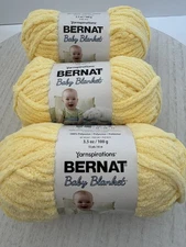 Bernat Baby Blanket Super Bulky Yarn (3) 3.5oz Skeins~Baby Yellow 03615