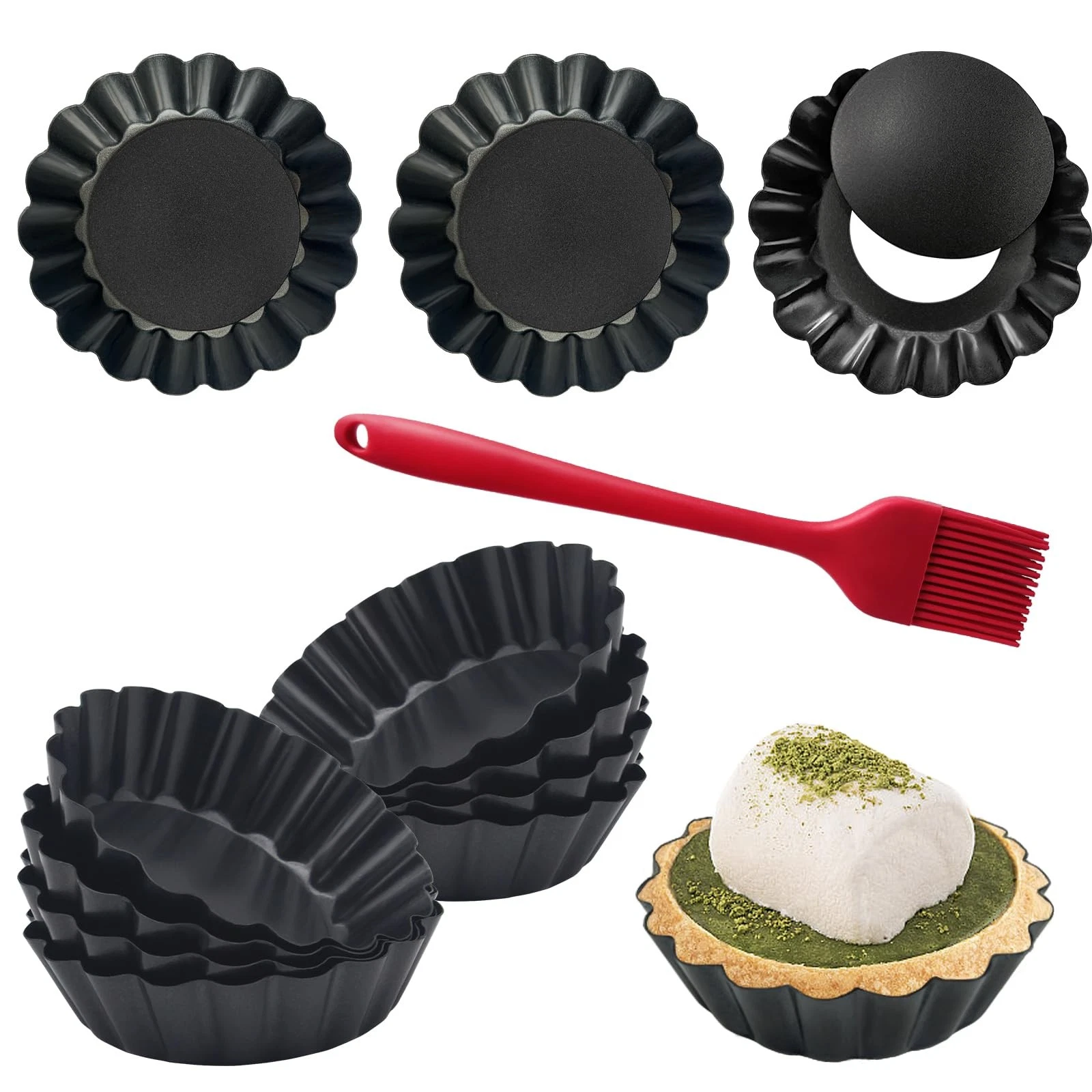 12 PCS 3-Inch Mini Quiche Pans with Removable Bottom Nonstick Fluted Tart