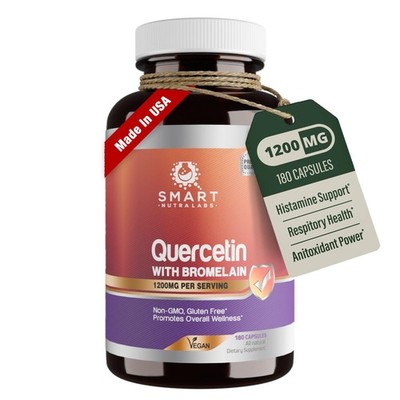 Smart Nutra Labs Quercetin with Bromelain 180 Count, 1200mg Serving Supports ...