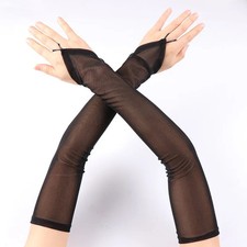 Elastic Thin Mesh Transparent Long Lace Gloves Summer Hook Finger Sunscreen