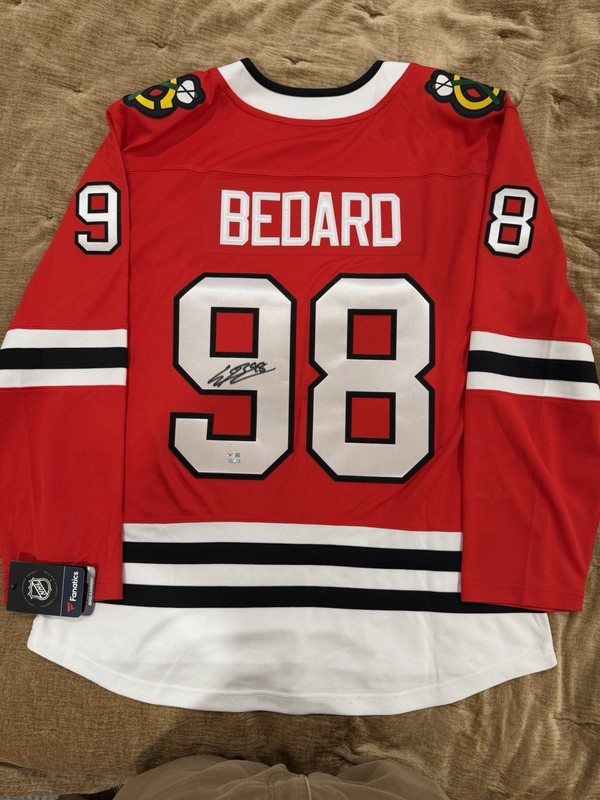 Connor Bedard Chicago Blackhawks Autographed Red Fanatics Breakaway Jersey