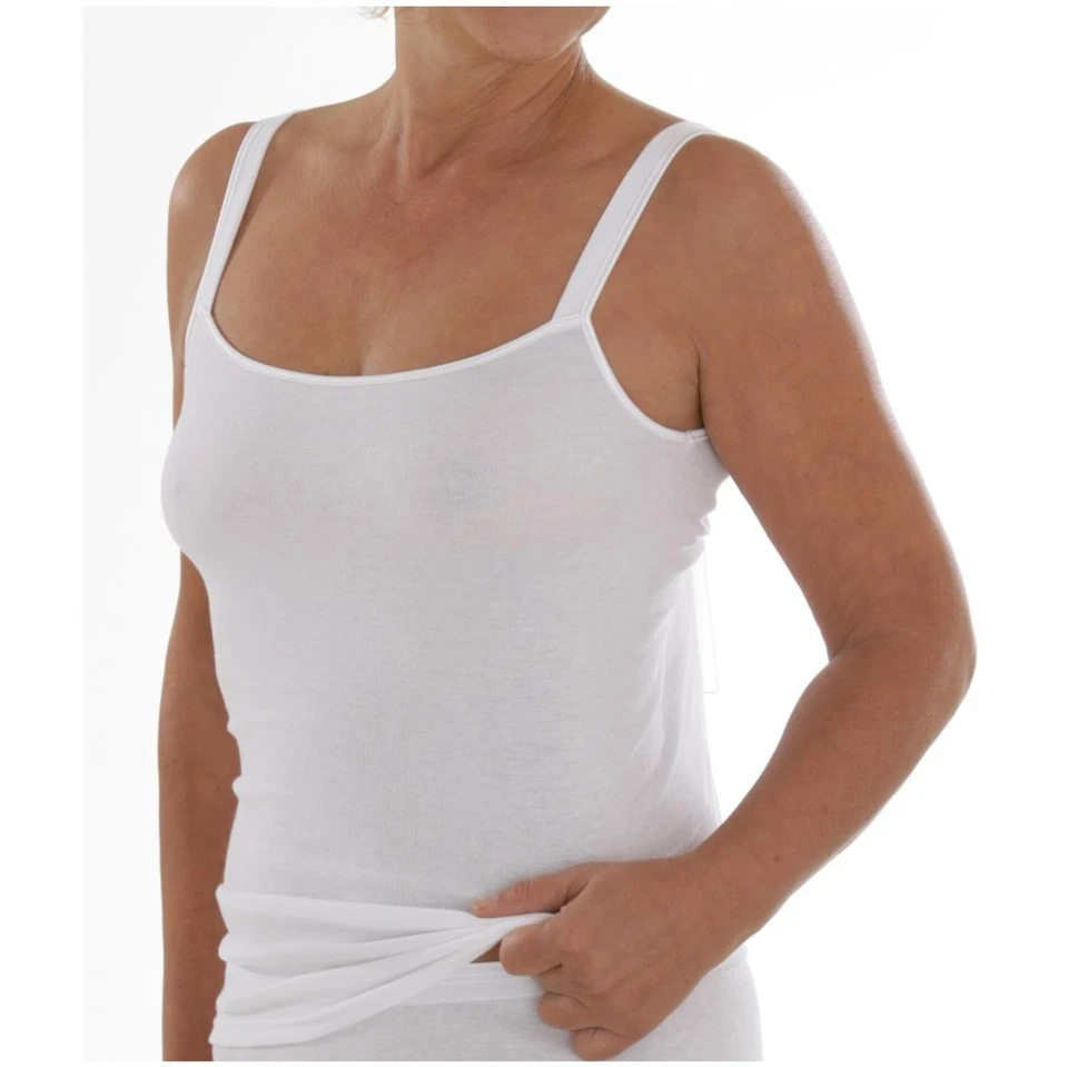 Damen Unterhemd Baumwolle 2er Pack Comazo schmale Träger ohne Seitennähte - Bild 1 von 1
