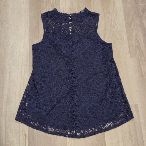 NWT APT 9 WOMENS NAVY BLUE LACE TANK TOP Sleeveless Small - Picture 2 of 4