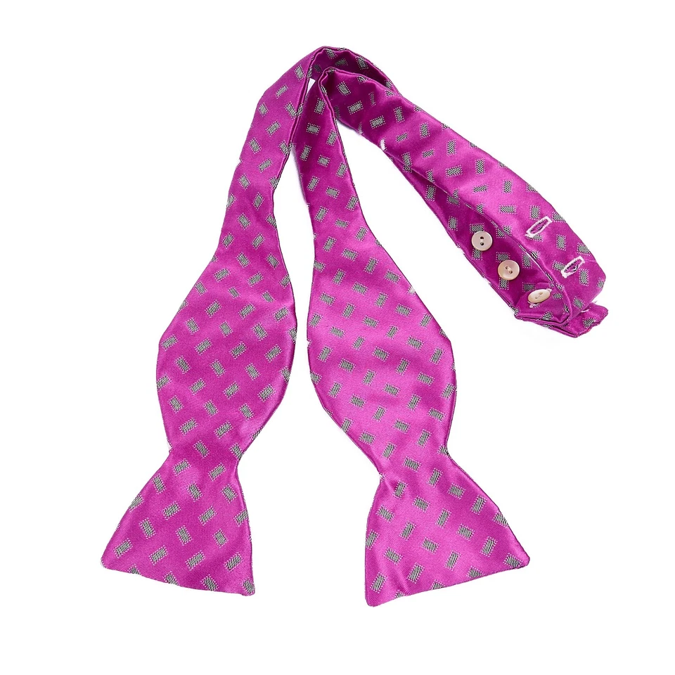 Juego de pajarita y fajarita de seda rosa fucsia geométrica zanahoria y Gibbs Foto 2 de 4