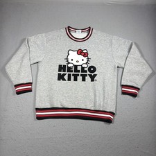 Hello Kitty SANRIO Sweatshirt Women Large Grey Crewneck Pullover Cozy Casual