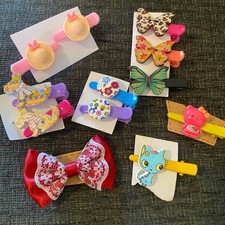Unbranded Hair Clip Set Girls OS Multicolor New Butterfly Cat Floral Bow 12pc