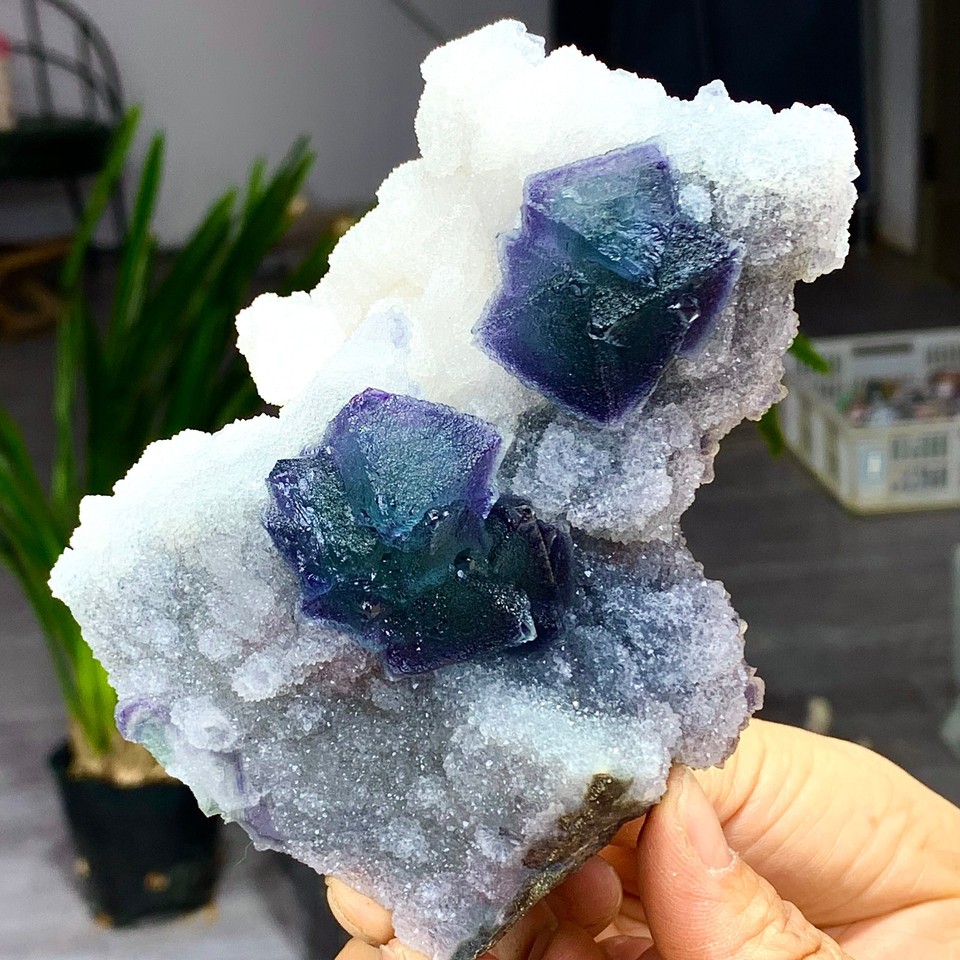 1.20LB Rare Transparent blue-green Cube Fluorite Mineral Crystal ...