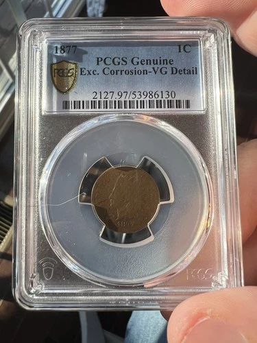 1877 Indian Head Cent PCGS VG Details Key date penny nice