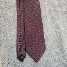 Ferucci Men's Tie 100 Silk Hand Made Business Formal Power Tie Red Geometric