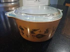 Vintage Pyrex Brown Gold Early American Bowl #473 1 PT Eagle Corn USA Made