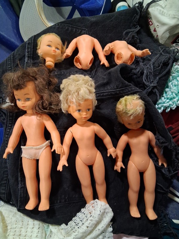 Vintage 11" 3 Complete Uneeda Dolls Co. 2 Spare Torsos Head Vinyl Hong Kong Lot