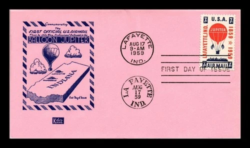 DR JIM STAMPS US COVER BALLOON JUPITER AIR MAIL FDC SCOTT C54 KOLOR KOVER