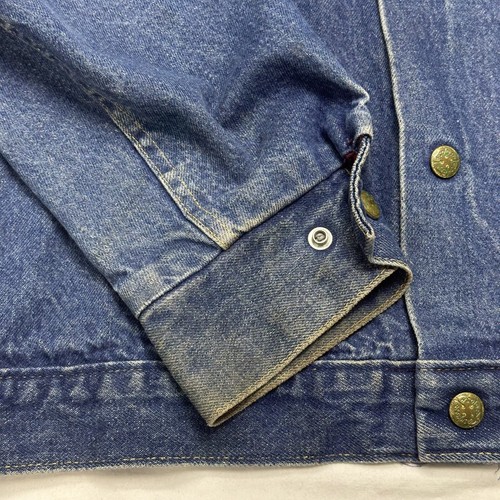 VTG 80's OshKosh Denim Trucker Jacket Mens Red Plaid Lined Distressed Size 48 XL - Picture 2 of 23