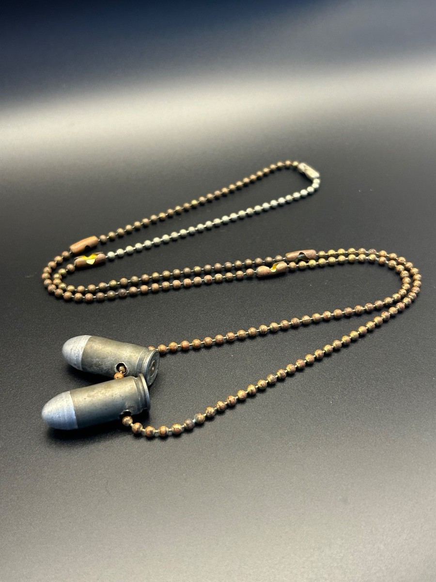 WWII Trench Art Necklace .45 ACP Bullet Pendant 1943 US Military
