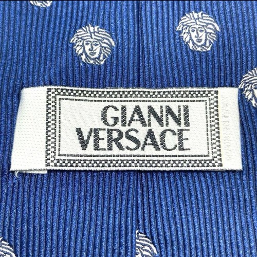 GIANNI VERSACE Rare tie Blue, white medusa pattern silk from Italy M4325 - Picture 18 of 24