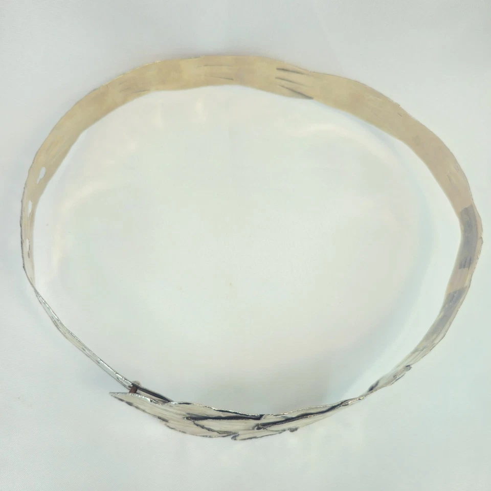 Cinturón triple hoja tono plata hecho a mano de colección MCM corsé de metal martillado 27"-34" Boho Foto 3 de 4