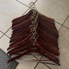 Macys Brown Wooden Hangers For Suits Coats Blazers Jacket Pants Set of 18