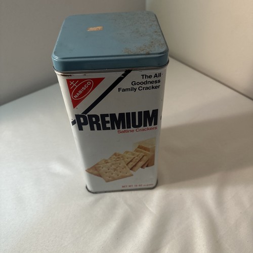 1978 Vintage Nabisco Premium Saltine Cracker Blechdose mit blauem Deckel 16 Oz - Bild 3 von 6