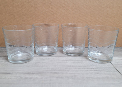 Vintage Pasabahce Molded Wave Tumblers 14 oz Cocktail Glasses 4'' Set of 4