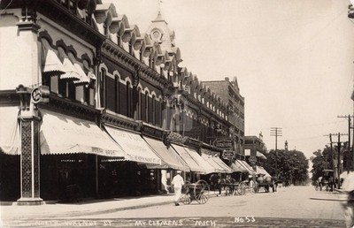 Street View N. Walnut St., Mount Clemens MI 1909 RPPC Photo Postcard COPY