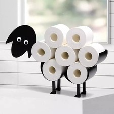Marco Paul Sheep Toilet Roll Holder, Black Metal Sheep Loo Paper Holder